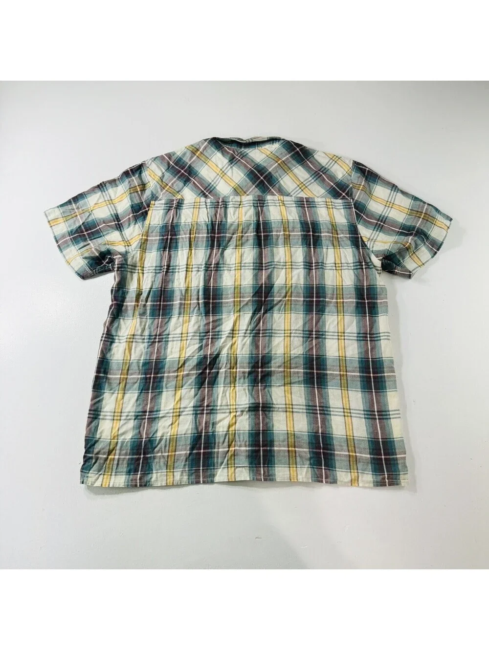 The North Face Button Down Shirt S/S Blue Yellow Plaid Men’s Size Large